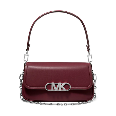 #ad Michael Kors Parker Handbag Convertible Pouchette Shoulder Merlot Red Purple $139.00