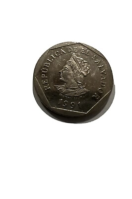#ad 1 Colon Coin Republica De El Salvador Cristobal Colon 1988 1994 $2.50
