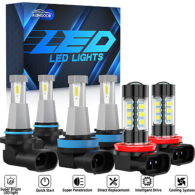 #ad 3 Side LED Headlight Bulbs High Low Beam Fog Light 6pcs For Ford Edge 2007 2010 $44.99