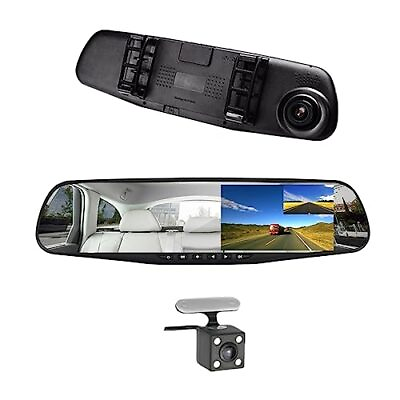 #ad Car DVR Rear View Mirror Video Recroder 4.3quot; inch Back Up Car Camera Dual Len... $54.58