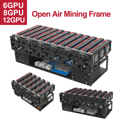 #ad 6 8 12 GPU Miners Open Air Mining Rig Computer Frame Fast $52.43