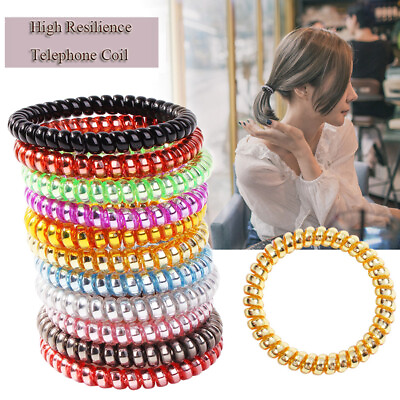 #ad 1PCS Telephone Wire Elastic Rubber Bands Traceless Girls Ponytail Hair Ring Cute $0.99