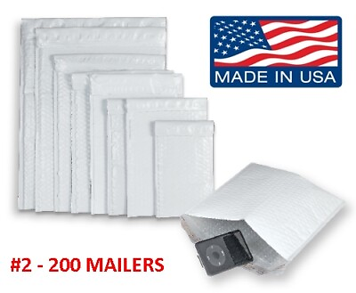 #ad Poly Bubble Padded Envelopes Mailers Shipping Case #2 200 Units a box 8.5x12 $52.95