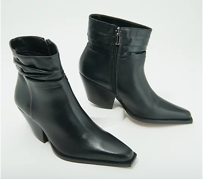 #ad Vince Camuto Slouched Leather Western Boots Nerlinji Women#x27;s Black 6 M New $69.99