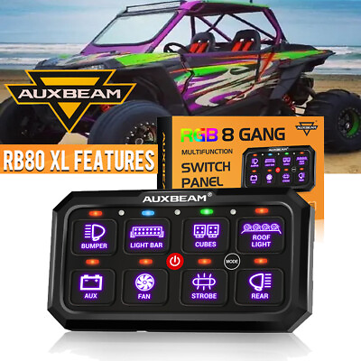#ad AUXBEAM RGB 8 Gang Switch Panel XL Panel 1400W For Kawasaki Polaris XP Can Am X3 $169.98