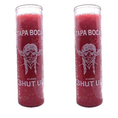 #ad 2 Tapa Boca 7 Day Glass Candle Shut Up Veladora Red Spiritual Ritual $19.99