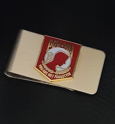 #ad US ARMY Military POW MIA RED Badge Insignia MONEY CLIP $19.99
