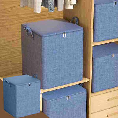 #ad Household Foldable Storage Bag Portable Non Woven Zipper Storage Box Seasonal $27.49