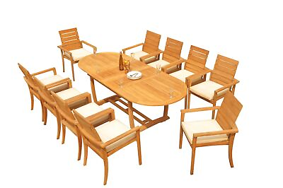 #ad DSAL A Grade Teak 11pc Dining Set 94 Mas Oval Table Stacking Arm Chairs Outdoor $3808.25