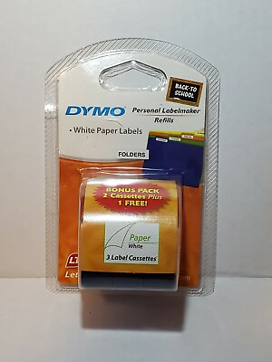 #ad Dymo Personal Labelmaker Refills 1 2#x27;#x27;W x 13#x27;L 3 cassettes Refill white $11.99