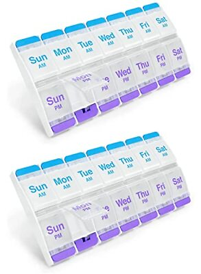 #ad Push Button AM PM Weekly 7 Day Pill Organizer Weekly 2 Times a Day 2PACK 780 $24.99