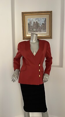 #ad Vintage Jeannette Miner Paris Vintage 80quot;s Pure Wool Red Jacket Made in France $75.00