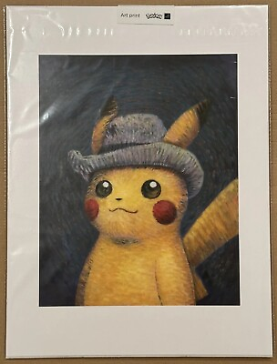 #ad #ad Pokémon Van Gogh Museum Exclusive Pikachu with Grey Felt Hat Art Print IN HAND $75.00
