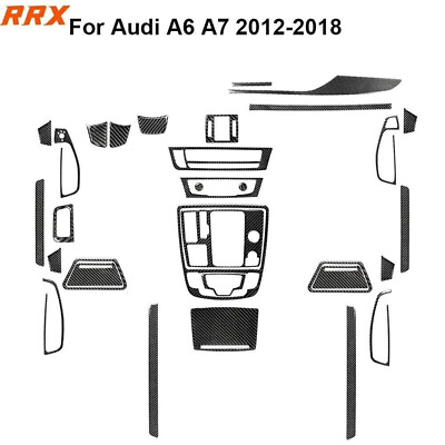 #ad 32pcs Carbon Fiber Interior Full Kit Sticker Cover Trim For Audi A6 A7 2012 2018 $284.42
