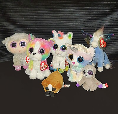 #ad Lot Of 7 Ty Beanie Babies Boo#x27;s Pets Stuffed Plush Teddy Bears $34.00