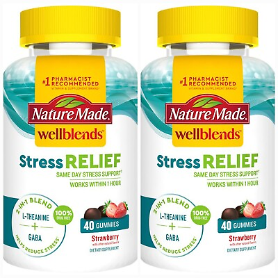 #ad 2 Pack Nature Made Wellblends Stress Relief 2 In 1 40 Gummies Exp10 2024 $24.99