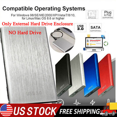 #ad External Hard Drive Disk Case USB 3.0 for Windowns 98 SE ME 2000 XP 7 8 10 $12.89