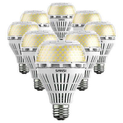 #ad SANSI 27W LED Light Bulb 250W Equivalent 4000lm 5000K Daylight Ceramic 8 Pack $84.13