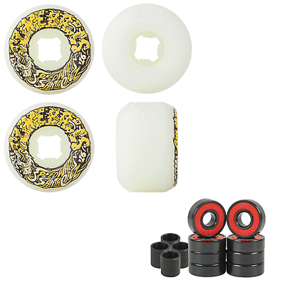 #ad Slime Balls Skateboard Wheels 56mm Vomit Mini 97A White Yellow amp; Amp5 Bearings $46.95