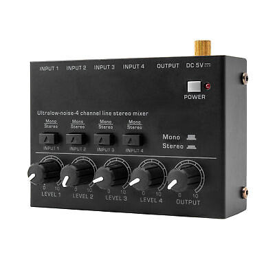 #ad Mini Line Stereo Mixer Audio Mixer for Sub Mixing Ultra Low Noise 4 Channel J1V6 $17.66