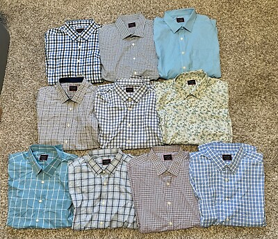 #ad Lot of 10 Untuckit Mens Button Up Shirts Size XL Long Sleeve Nylon Elastane $170.00