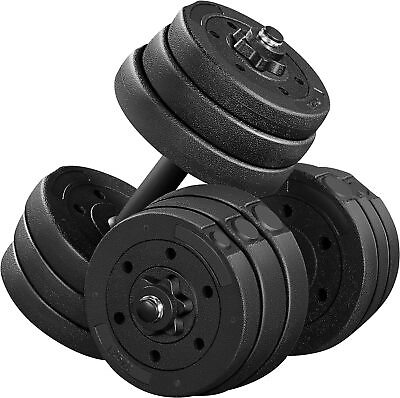 #ad Workout 66 LB Weight Dumbbell Set Adjustable Cap Gym Home Barbell Plates Body $50.63