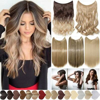 #ad Secret Wire In REAL As Human Hair Extensions Hidden Wire Wrap Band Curly Ombre $13.35