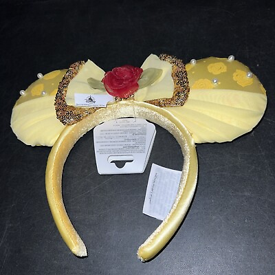 #ad Disney Parks Ears Belle Minnie Mouse Ears Bow Beauty amp; the Beast Ears Authentic $30.00