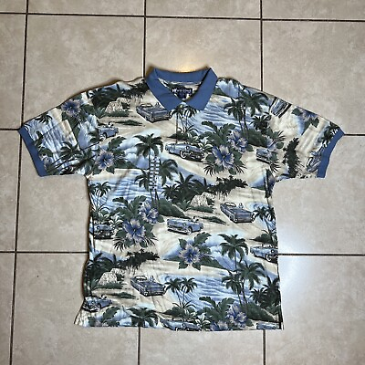 #ad Big Dogs Mens Hawaiian Shirt Size 2XL Convertibles Palm Trees Short Sleeve USA $34.99