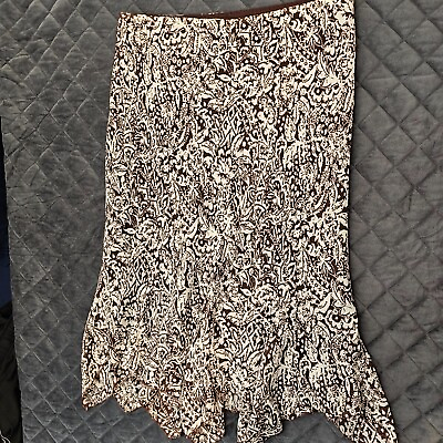 #ad #ad Dressbarn Brown Floral Lined A Line Skirt Long Size 14 Casual Ruffle End $16.99