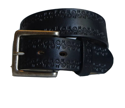 #ad New Brighton Honest Black Leather Embossed Belt Size 30 M70163 NWOT $29.71