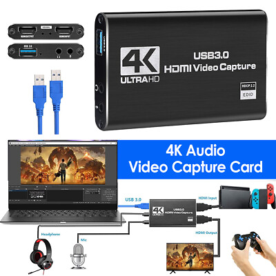 #ad 4K Video Capture Card 1080P 60fps HD Camera Recording HDMI to USB 3.0 Live Game $21.84