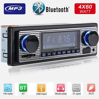 #ad Bluetooth Vintage Car FM Radio MP3 Player USB Classic Stereo Audio Receiver AUX $18.68