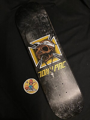 #ad RARE Tony Pac Hawk 2Pac Nonexistent Gold Black Skateboard Deck Chicken Skull $242.99