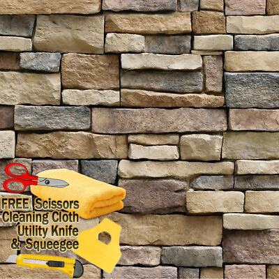 #ad 3D Stone Rock Wallpaper Background Modern Vinyl Film Sticker Self adhesive Stack $23.29