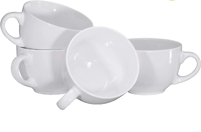 #ad 4 Pack 24 Oz Soup Bowls with Handles Porcelain Large Coffee Mug Set Jumbo Mugs $48.41
