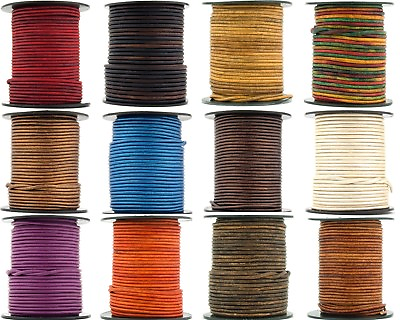#ad Xsotica® Round Leather Cord 2.0mm 25 meters 27 Yard Over 65 Colors Available $10.00