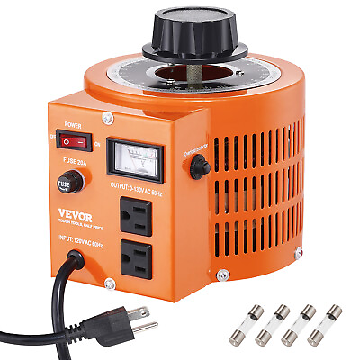 #ad VEVOR 2000VA Variable Voltage Transformer 15.3A 0 130V AC Voltage Regulator UL $62.99