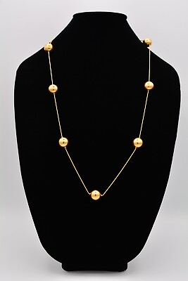 #ad Vintage Ball Chain Necklace Brushed Gold Matte Chunky 1980s Bin7B $31.99