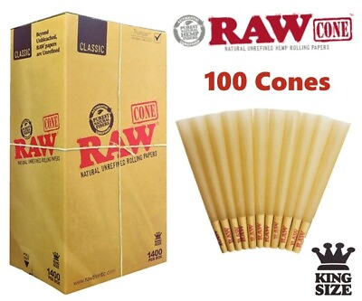 #ad Authentic RAW Classic King Size W Filter Tip Pre Rolled Cones 100 Pack US $15.50