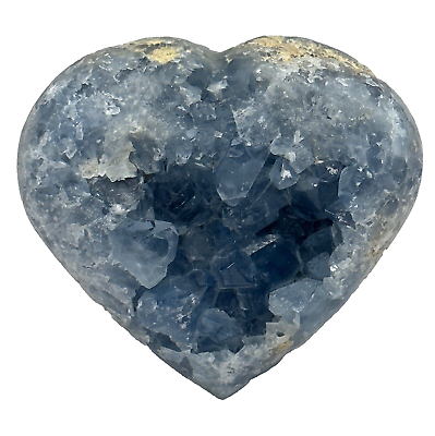#ad High Grade Celestite Celestine Heart Geode Madagascar Crystal Blue Cluster 4.25quot; $165.00