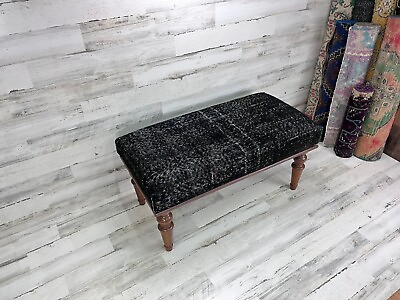 #ad #ad Black Ottoman Bench Handmade Bench Pouf Piano Bench $230.00
