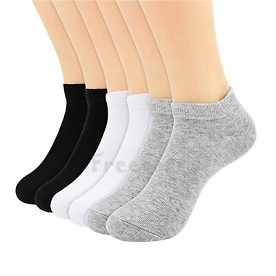 #ad Lot 12 Pairs Mens Womens Ankle Athletic Socks Cotton Low Cut Casual Size 5 11 US $11.35