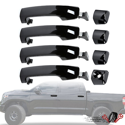 #ad Front Rear Outside Door Handle Kit Glossy Black For 2011 2019 Tundra Sequoia $39.99