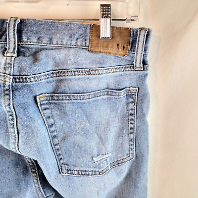 #ad Gap Jeans Mens 30X30 Blue Denim Light Wash Skinny Distressed Stretch 5 Pocket $15.07