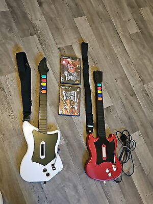 #ad Guitar Hero PS2 Bundle 1 WIRELESS 1 WIRED Guitars Games GH GH2 PlayStation 2 $155.00