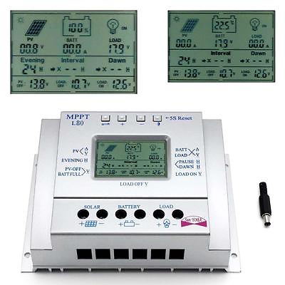 #ad 80A AMP MPPT Solar Panel Regulator Charge Controller 12V 24V 2000W 1000W LCD R1 $69.99