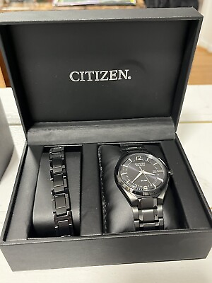 #ad Citizen Black Stainless Steel Watch And Bracelet $175.00