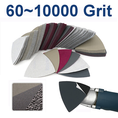 #ad Wet Dry Triangle Sanding Sheet Discs 60 10000 Grit Hook Loop Sandpaper for 996A $2.09