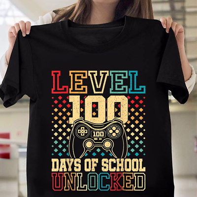 Level 100 Days Of School Unlocked Gaming 100th Day Of School T SHIRT Best Price $16.86